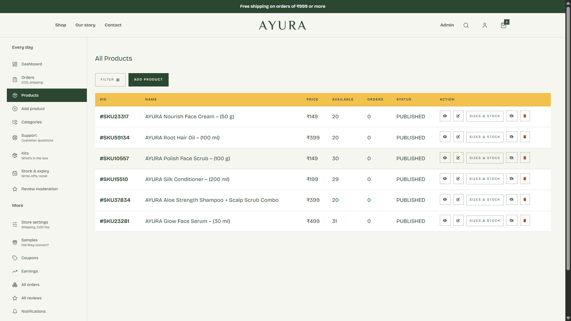 Ayura - Ecommerce project detail 5